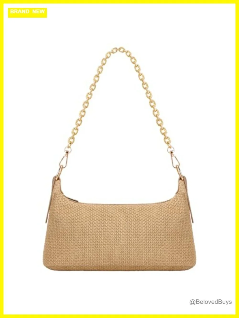 Boho Woven Raffia Hobo Purse with Charm Chain Shoulder Bag